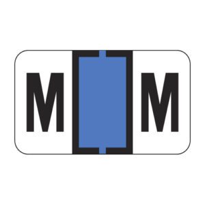 TRAM Compatible Alpha Labels, Letter "M", Blue, Laminated Stock, 15/16" X 1-5/8" Individual Letters - Roll of 500 - Image 1