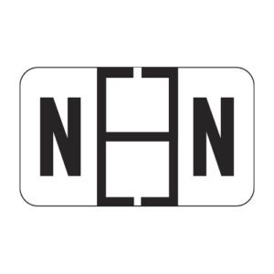 TRAM Compatible Alpha Labels, Letter "N", White, Laminated Stock, 15/16" X 1-5/8" Individual Letters - Roll of 500 - Image 1