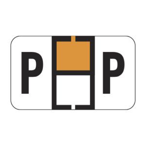 TRAM Compatible Alpha Labels, Letter "P", Orange, Laminated Stock, 15/16" X 1-5/8" Individual Letters - Roll of 500 - Image 1