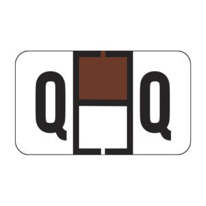 TRAM Compatible Alpha Labels, Letter "Q", Brown, Laminated Stock, 15/16" X 1-5/8" Individual Letters - Roll of 500 - Image 1