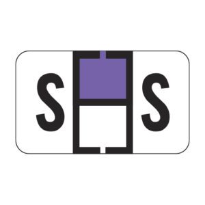 TRAM Compatible Alpha Labels, Letter "S", Purple, Laminated Stock, 15/16" X 1-5/8" Individual Letters - Roll of 500 - Image 1