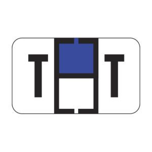 TRAM Compatible Alpha Labels, Letter "T", Royal Blue, Laminated Stock, 15/16" X 1-5/8" Individual Letters - Roll of 500 - Image 1