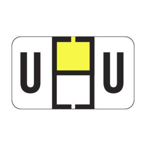 TRAM Compatible Alpha Labels, Letter "U", Yellow, Laminated Stock, 15/16" X 1-5/8" Individual Letters - Roll of 500 - Image 1