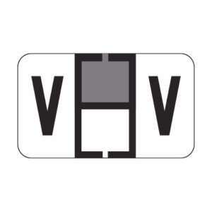 TRAM Compatible Alpha Labels, Letter "V", Gray, Laminated Stock, 15/16" X 1-5/8" Individual Letters - Roll of 500 - Image 1