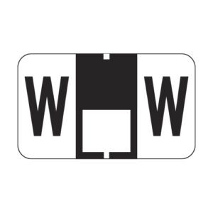 TRAM Compatible Alpha Labels, Letter "W", Black, Laminated Stock, 15/16" X 1-5/8" Individual Letters - Roll of 500 - Image 1
