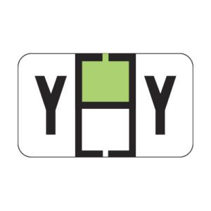 TRAM Compatible Alpha Labels, Letter "Y", Light Green, Laminated Stock, 15/16" X 1-5/8" Individual Letters - Roll of 500 - Image 1