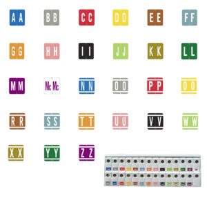 GBS 8850 Compatible Alpha Labels, Letter "A-Z" Plus Mc Set, Laminated Stock, 1-5/16" X 1-1/4" Individual Numbers - 27 Rolls of 250 - Image 1