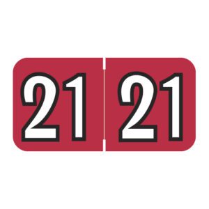 2021 Year Labels, Red, Colwell Jewel Tone Compatible , Laminated Stock, 3/4" X 1-1/2" - Bulk (5 Rolls of 500) - Image 1