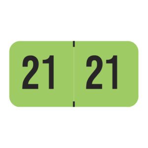 2021 Year Labels, PMA Fluorescent Green Compatible, Laminated Stock, 3/4" X 1-1/2" - Bulk (5 Rolls of 500) - Image 1